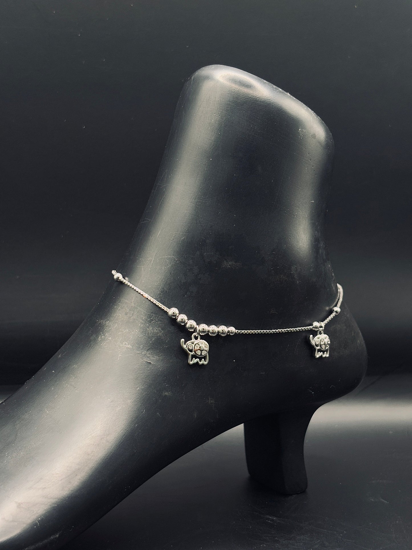 Baby Elephant Charm Silver Anklet TISA Silver Elegance