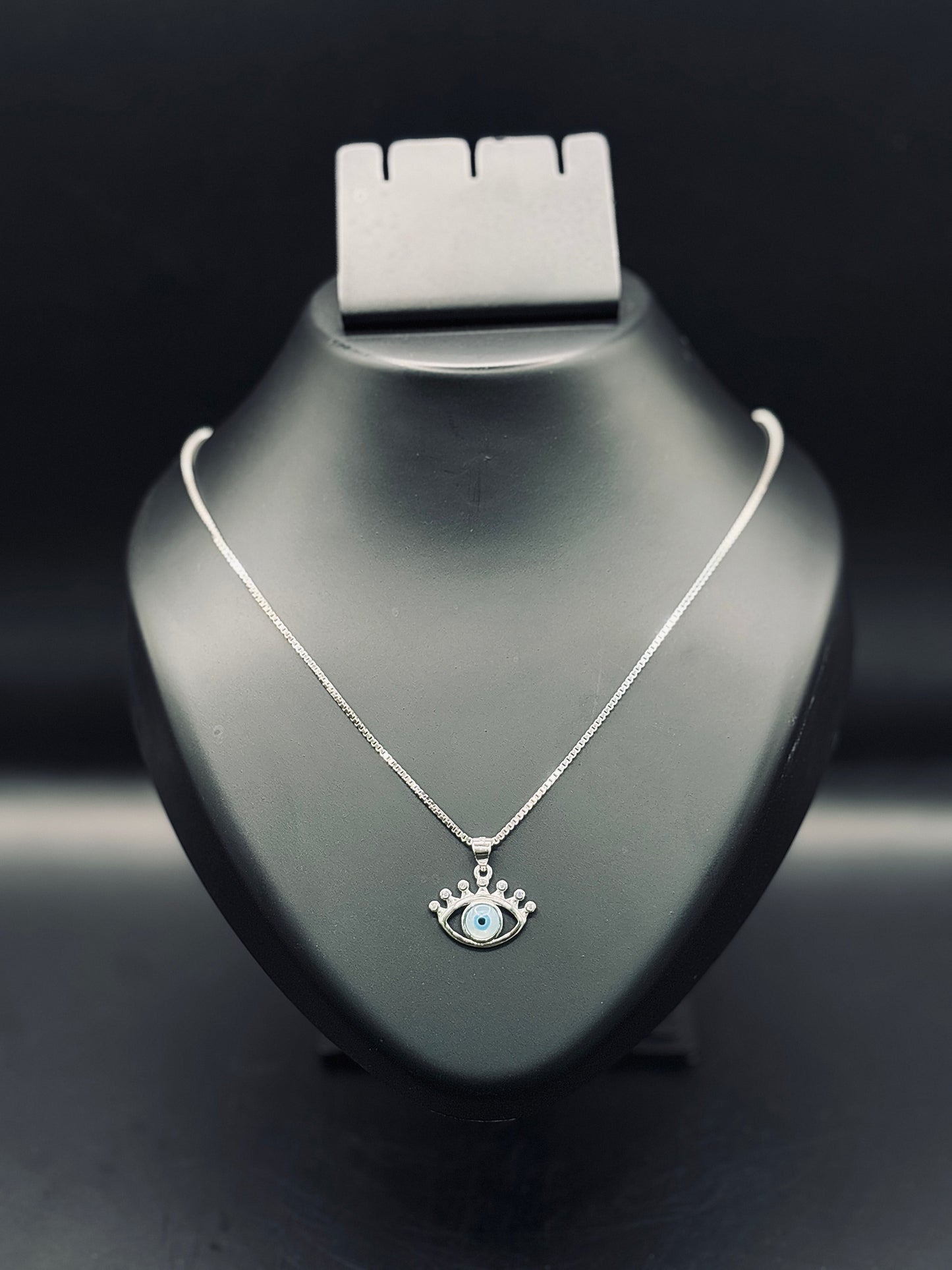 Divinoor Eye Shape Evil Eye Pendant with Box Chain TISA Silver Elegance