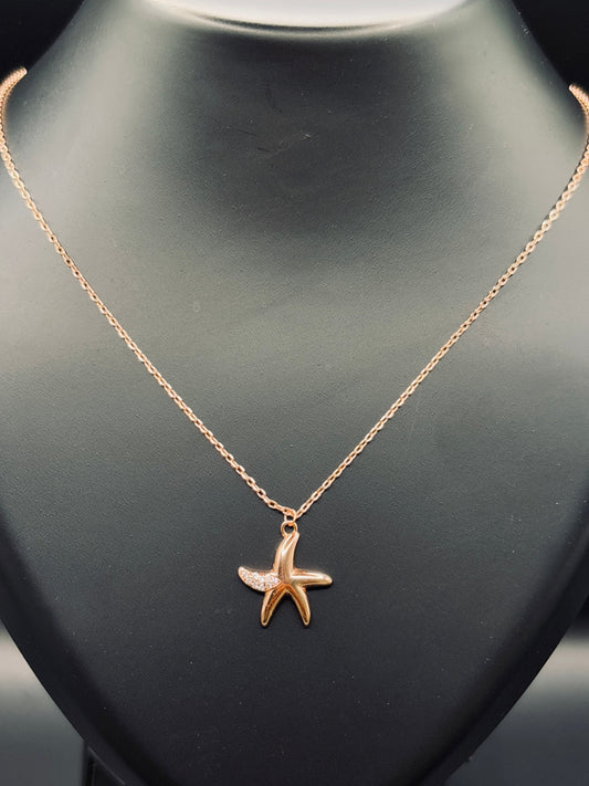 Rose Gold-Plated Silver Starfish Necklace — Ocean-Inspired Elegance TISA Silver Elegance