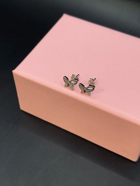 Silver Butterfly Crystal 925 Stud Earrings TISA Silver Elegance