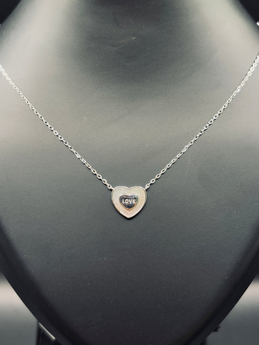 Sparkling Silver Love Engraved Pendant Necklace — Words from the Heart TISA Silver Elegance