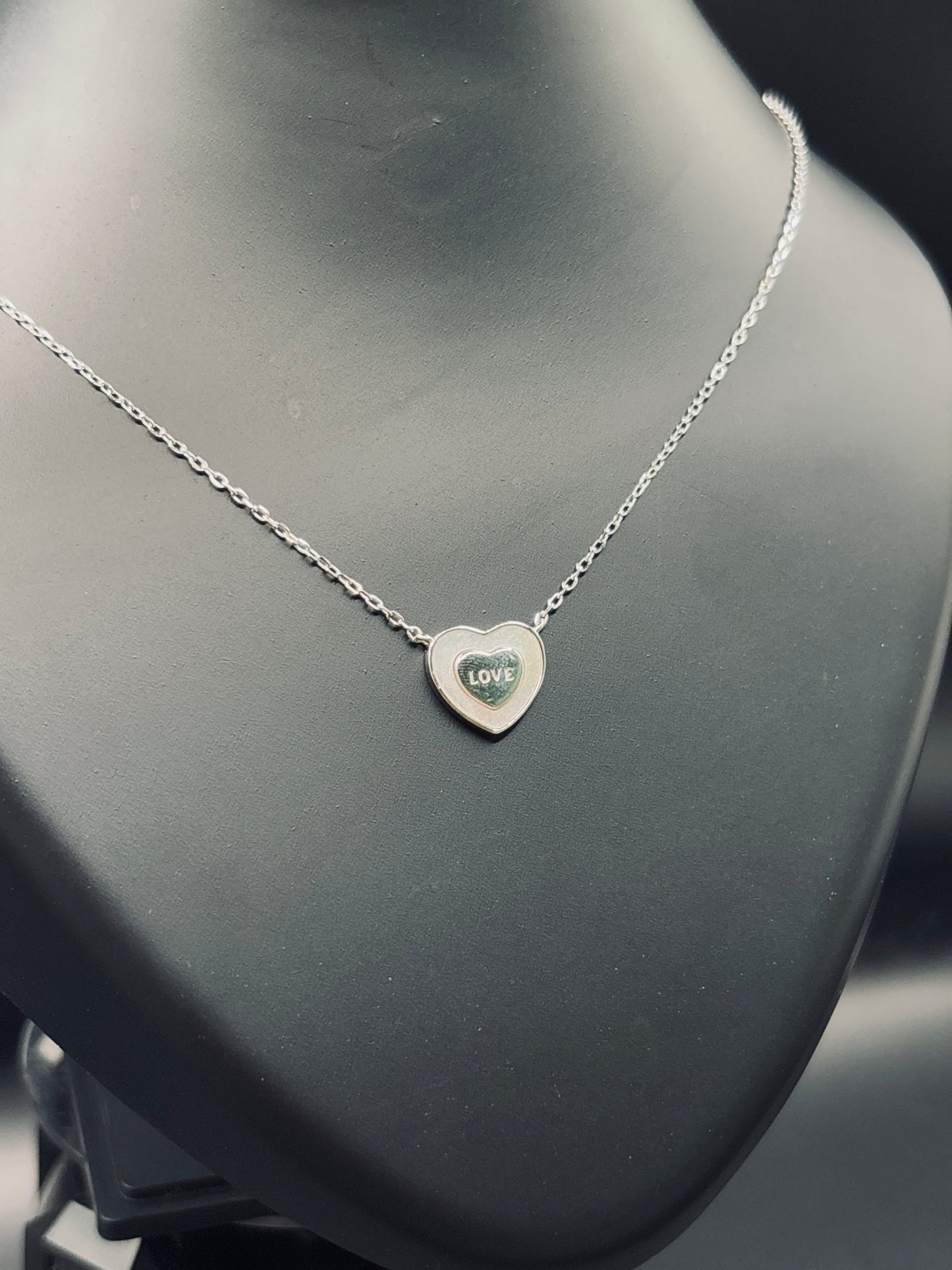 Sparkling Silver Love Engraved Pendant Necklace — Words from the Heart TISA Silver Elegance