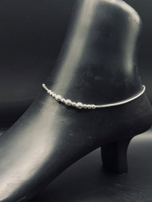 Sterling Silver Beaded Minimal Anklet TISA Silver Elegance