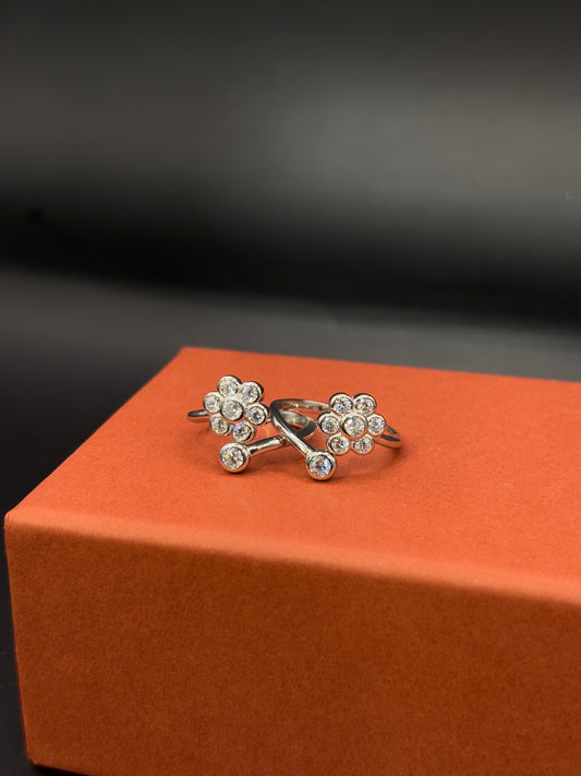Delicate Blossom Toe Ring in 925 Sterling Silver - Adjustable TISA Silver Elegance