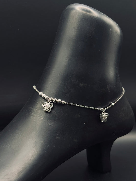 Sterling Silver Butterfly Charm Anklet TISA Silver Elegance