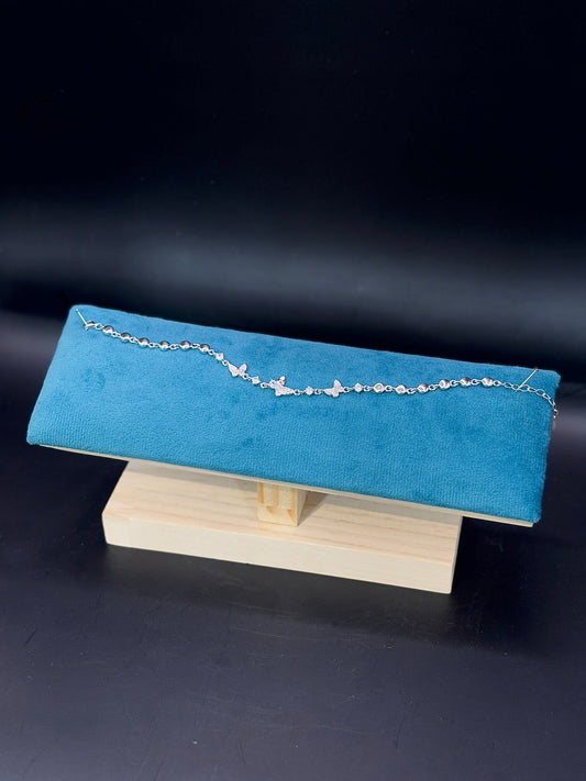 Sterling Silver Charm Bracelet with Disc & Butterfly Accents TISA Silver Elegance