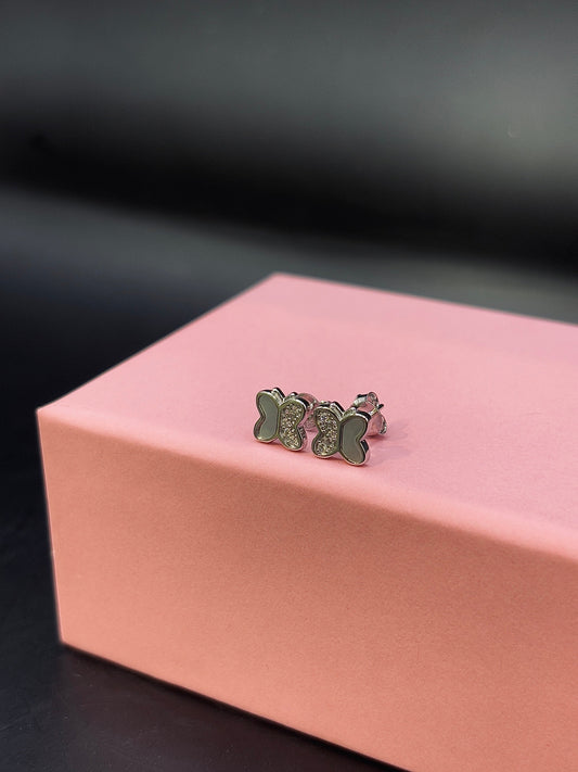 Sterling Silver Crystal Butterfly Stud Earrings TISA Silver Elegance