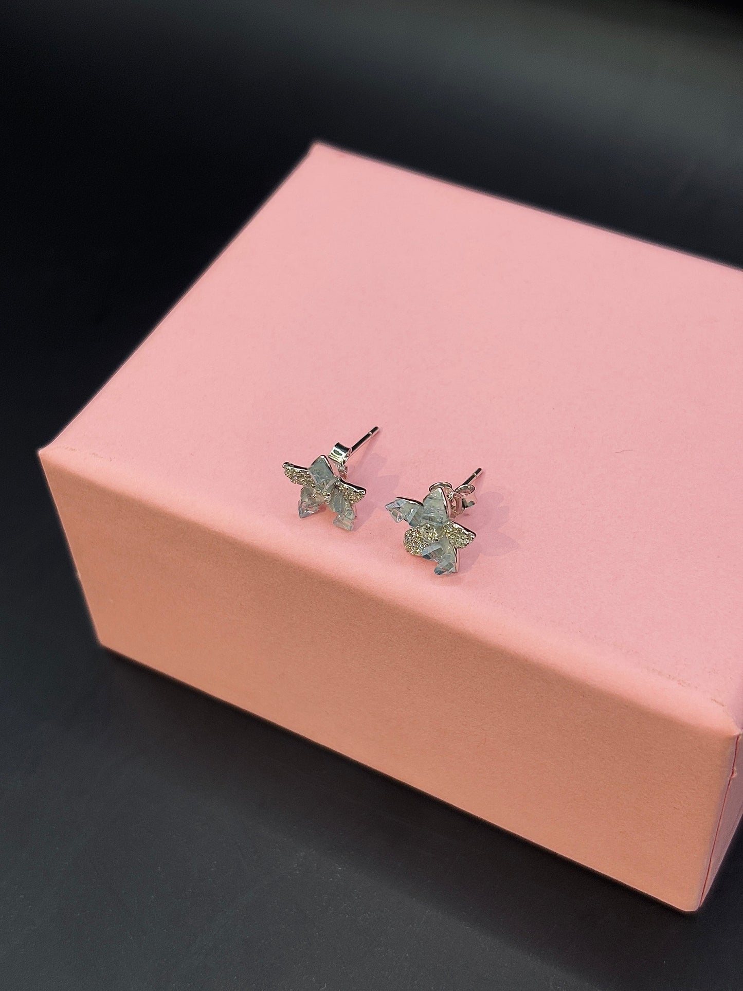 Sterling Silver Cubic Zirconia Studded Floral Stud TISA Silver Elegance