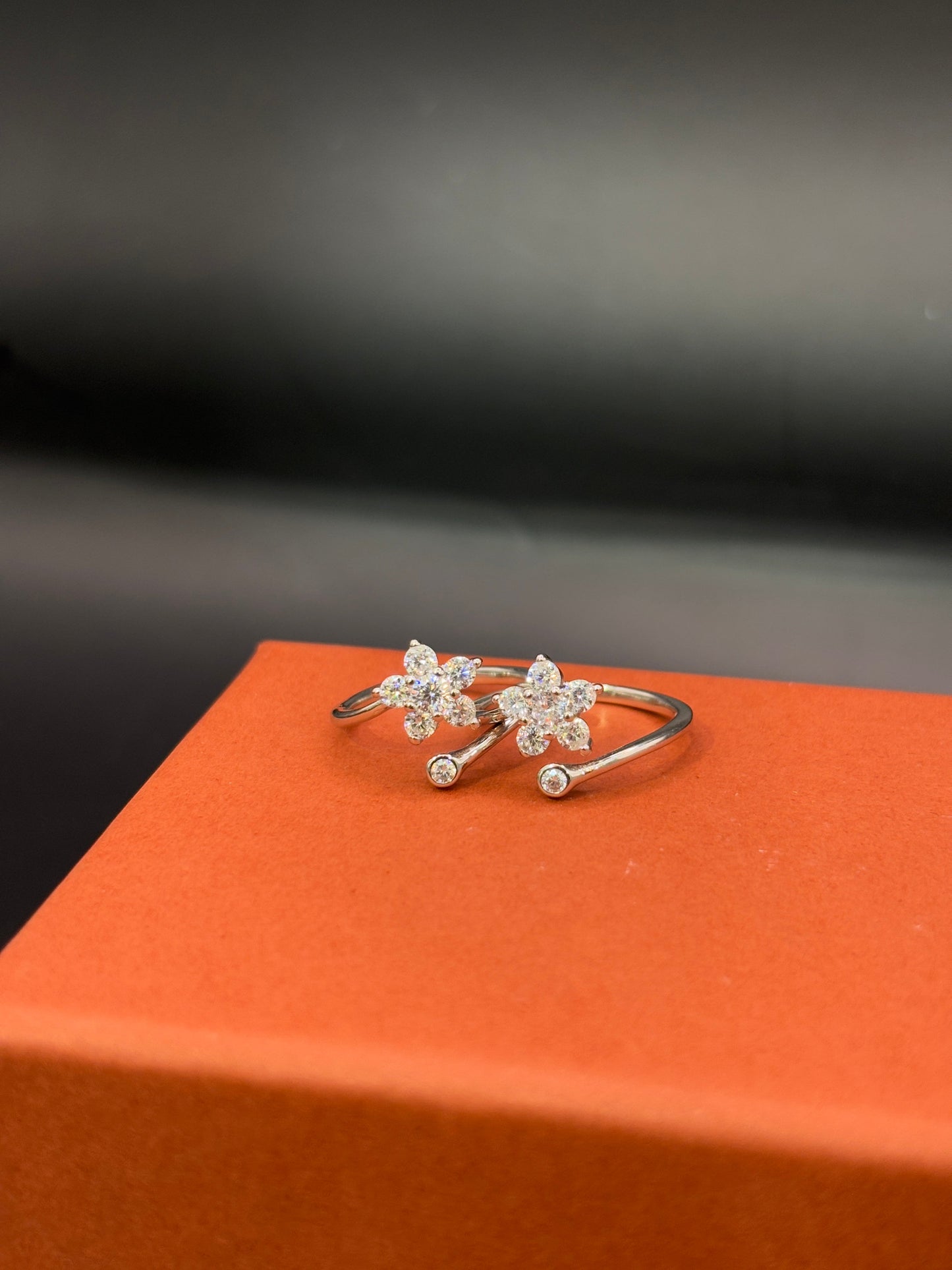 Sparkling Floral CZ Toe Ring in 925 Sterling Silver - Adjustable TISA Silver Elegance