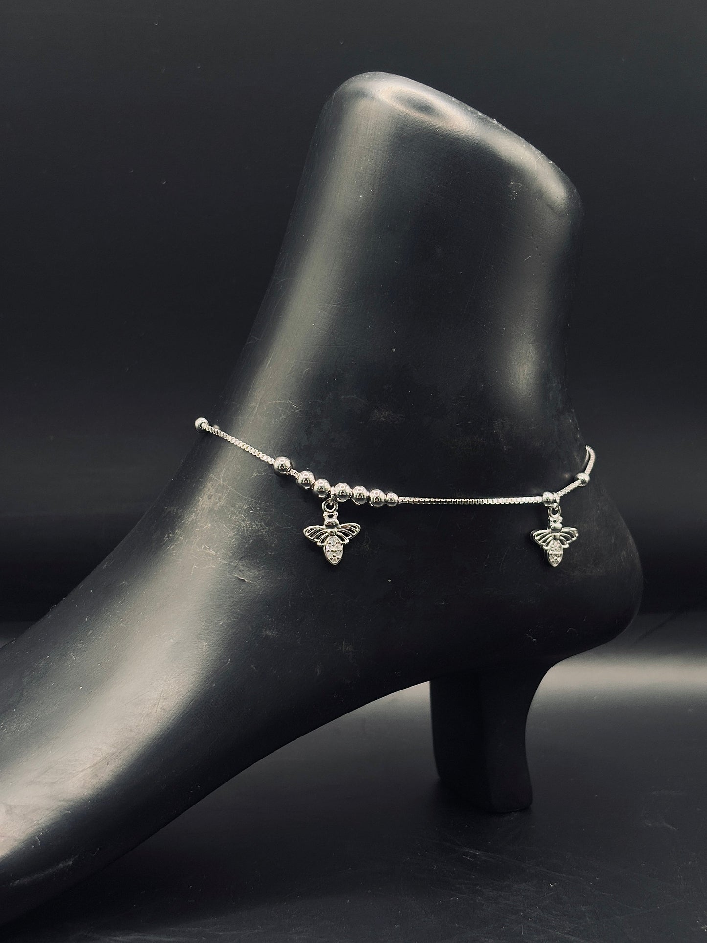 Sterling Silver Honey Bee Anklet TISA Silver Elegance