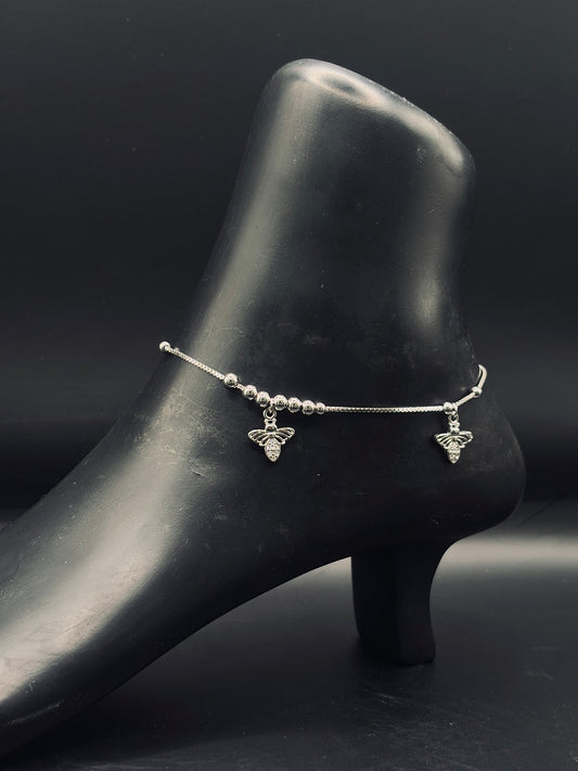 Sterling Silver Honey Bee Anklet TISA Silver Elegance