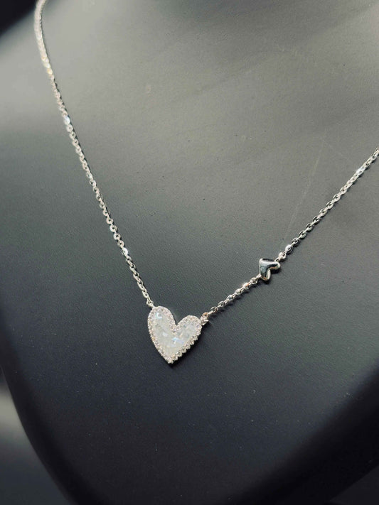 Sterling Silver Baguette Heart Necklace — Timeless Sparkle of Love