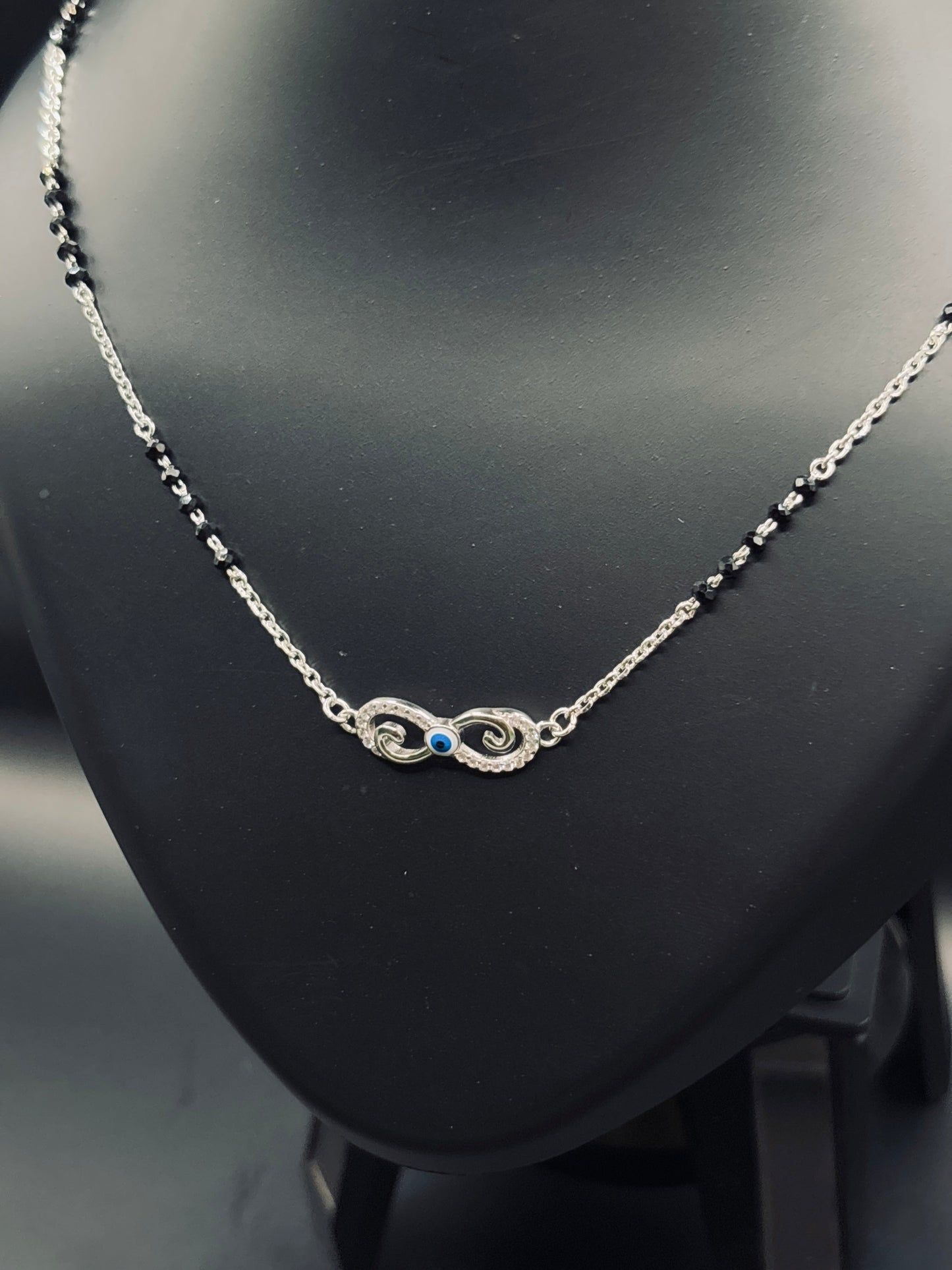 Sterling Silver Infinity Mangalsutra with Evil Eye TISA Silver Elegance