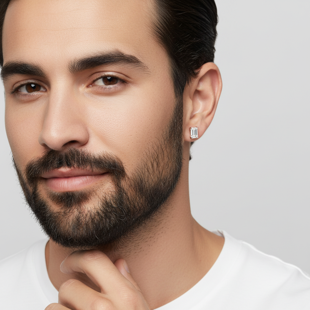 Rose Gold Moissanite Stud For Men TISA Silver Elegance