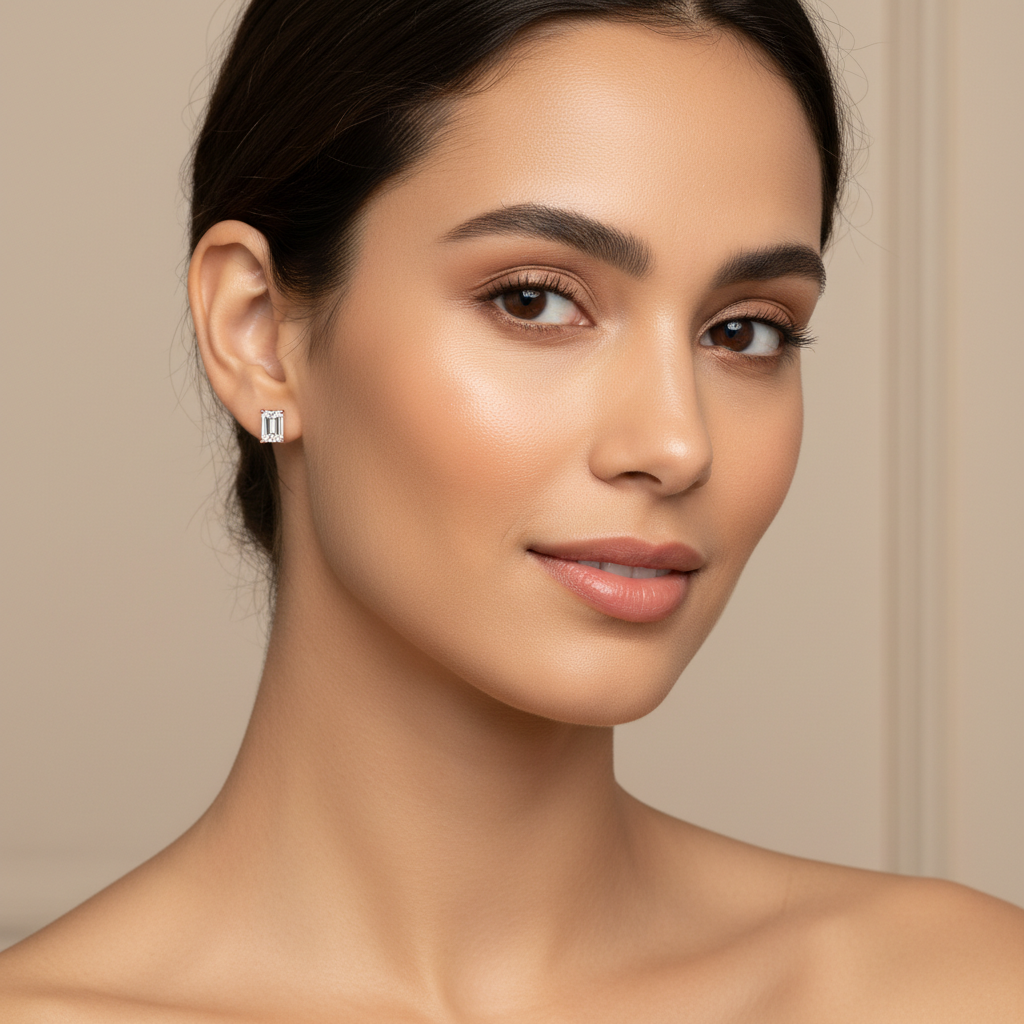 Valentine Gift Rose Gold Moissanite Stud Earrings for Her TISA Silver Elegance