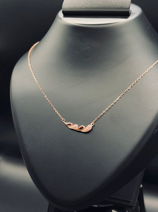 Rose Gold-Plated Curved Bar Necklace — Minimal Modern Elegance TISA Silver Elegance