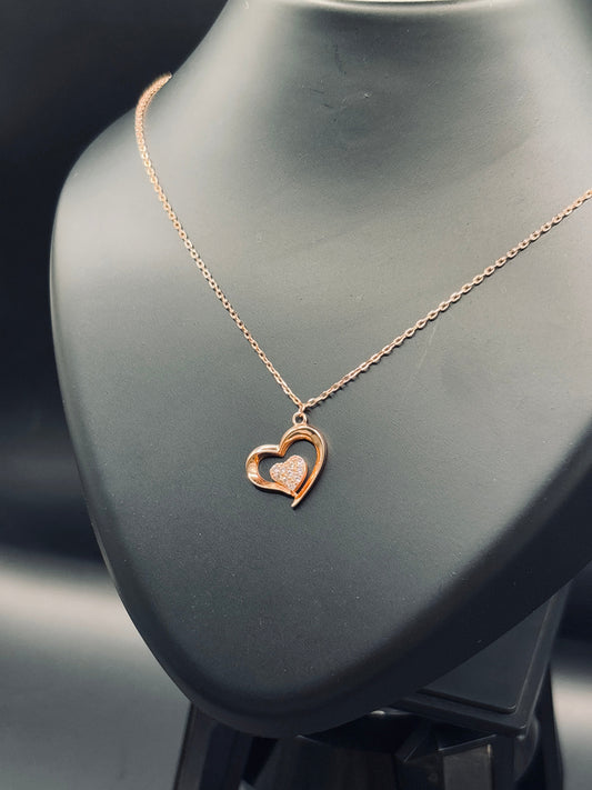 Sterling Silver Double-Heart Pendant Necklace with Cubic Zirconia — Forever Together TISA Silver Elegance