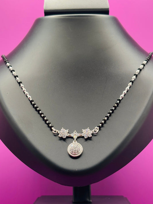 Sterling Silver Mangalsutra with Floral Pendant — Eternal Bloom TISA Silver Elegance