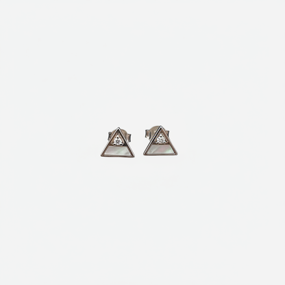 Geometry Triangle Baby Pink Crystal Stud Earrings TISA Silver Elegance