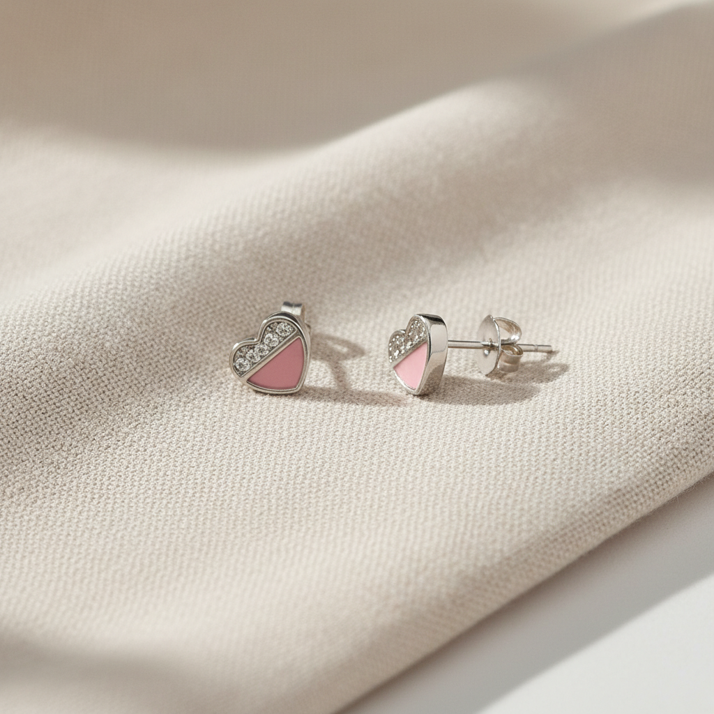 Heart with Crystal Multicolour Earring TISA Silver Elegance