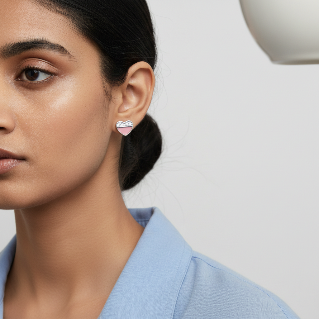 Heart with Crystal Multicolour Earring TISA Silver Elegance