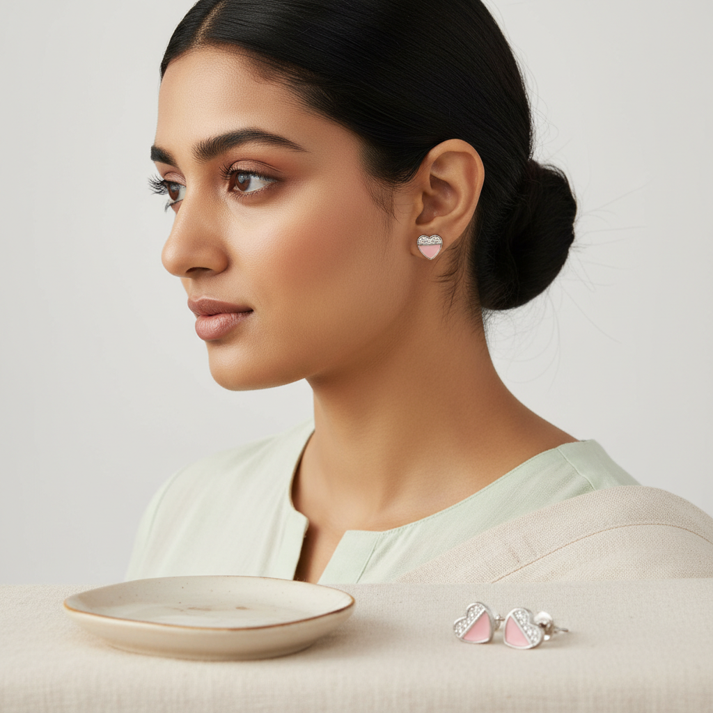 Heart with Crystal Multicolour Earring TISA Silver Elegance