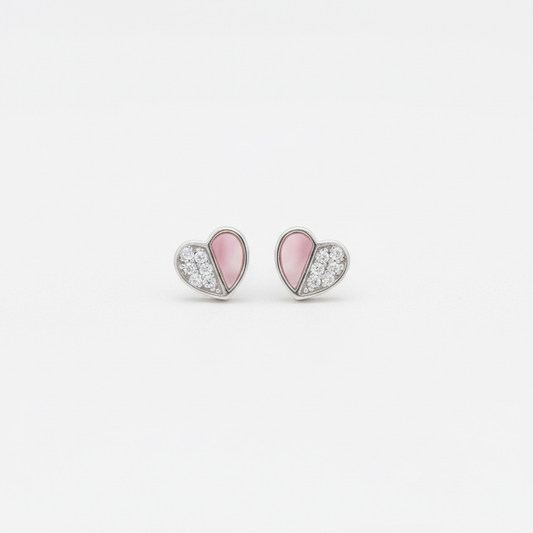 Mini Heart Crystal Silver Stud TISA Silver Elegance