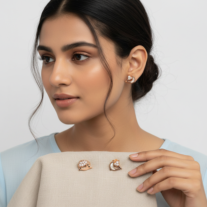 Minimal Spiral Pearl Stud Earring in Silver TISA Silver Elegance