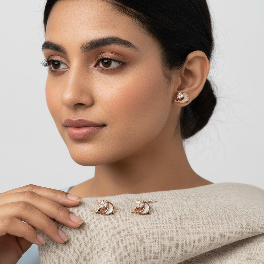 Minimal Spiral Pearl Stud Earring in Silver TISA Silver Elegance