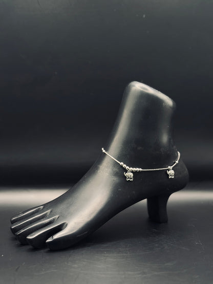Baby Elephant Charm Silver Anklet TISA Silver Elegance