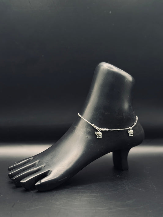 Baby Elephant Charm Silver Anklet TISA Silver Elegance