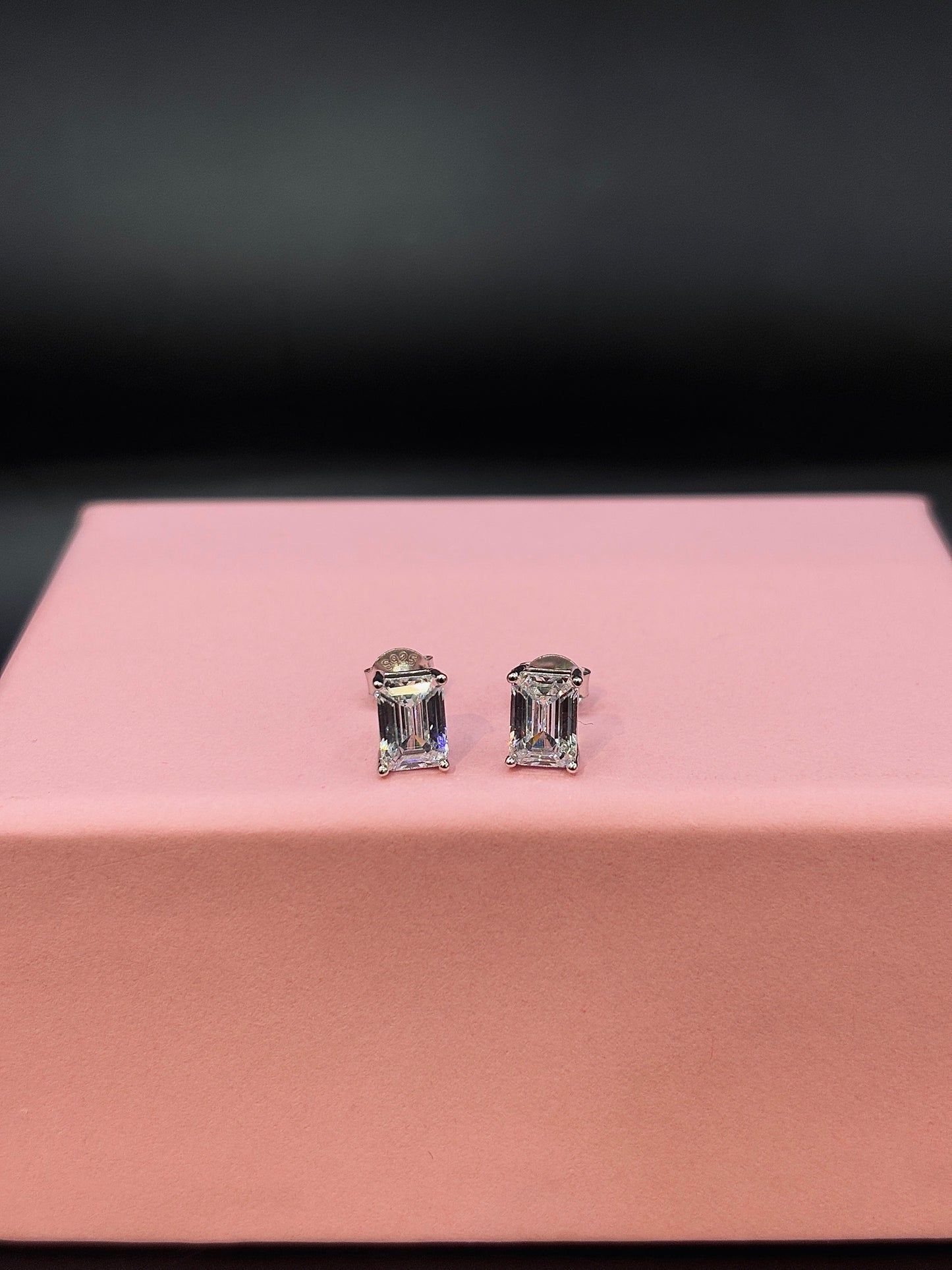 Big Square Moissanite Silver Stud for Unisex TISA Silver Elegance