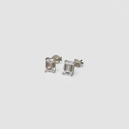Big Square Moissanite Silver Stud for Unisex TISA Silver Elegance