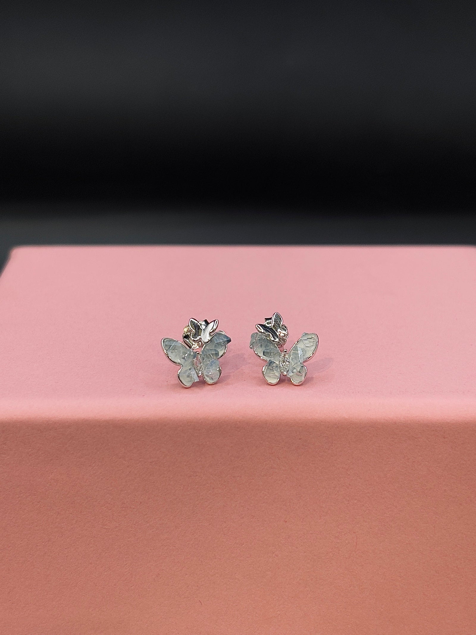 Crystal Flutter Butterfly Silver Stud TISA Silver Elegance