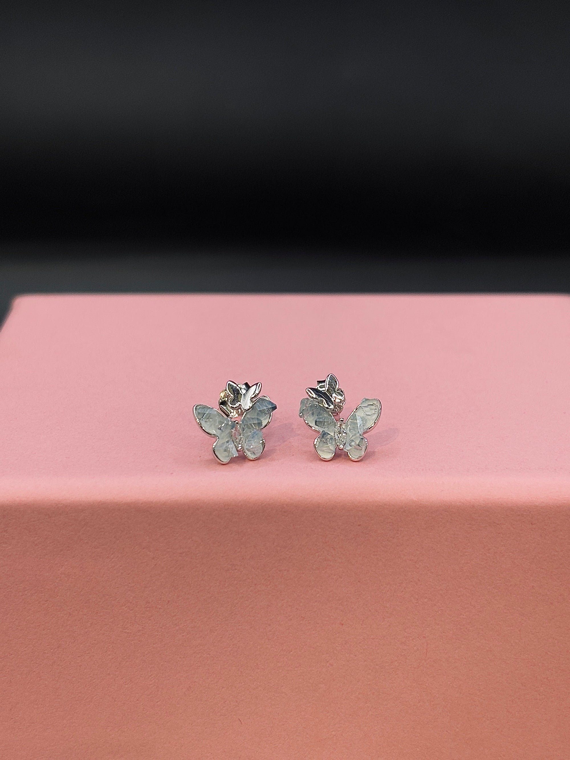 Crystal Flutter Butterfly Silver Stud TISA Silver Elegance