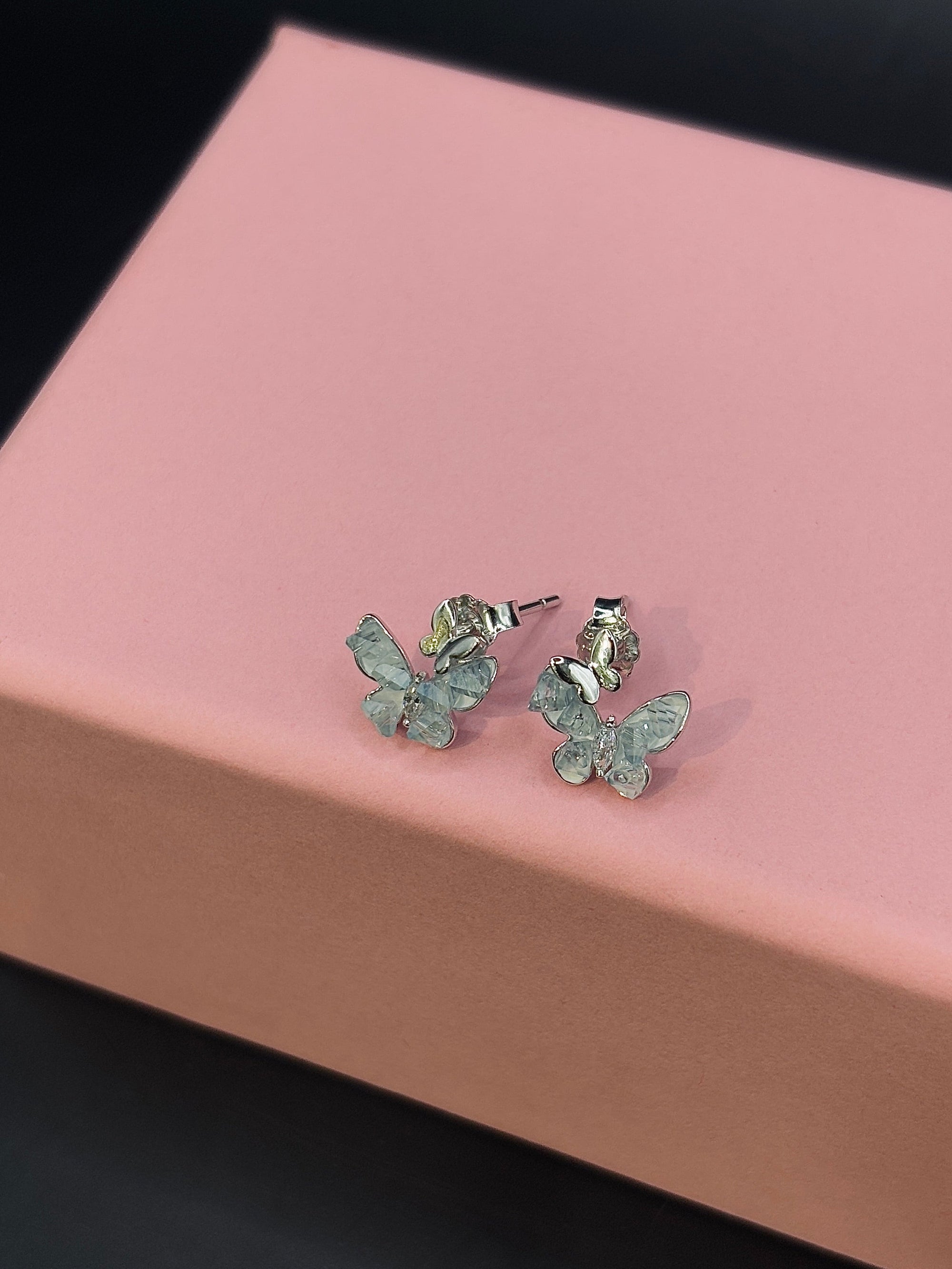 Crystal Flutter Butterfly Silver Stud TISA Silver Elegance