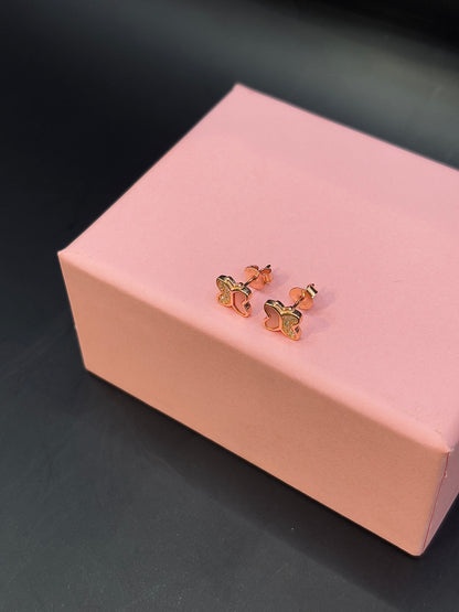 Cute Pink Butterfly Crystal Stud Earring TISA Silver Elegance