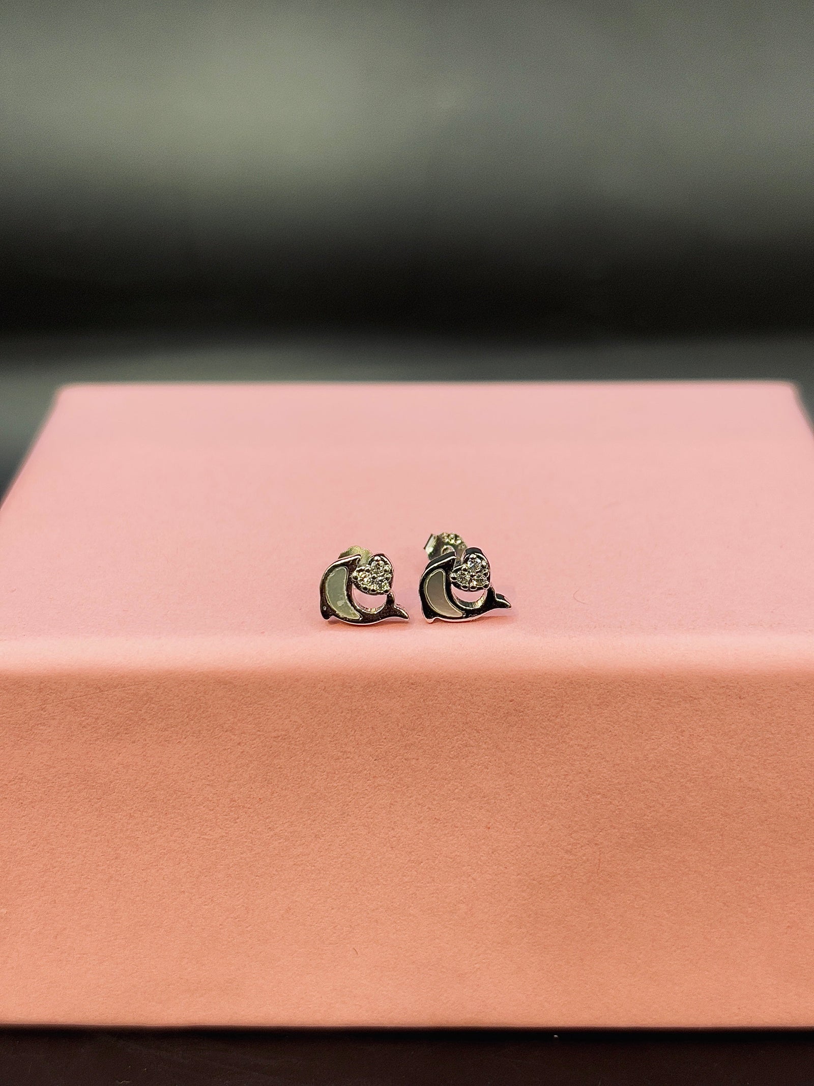 Dolphin with Heart Silver Earrings TISA Silver Elegance