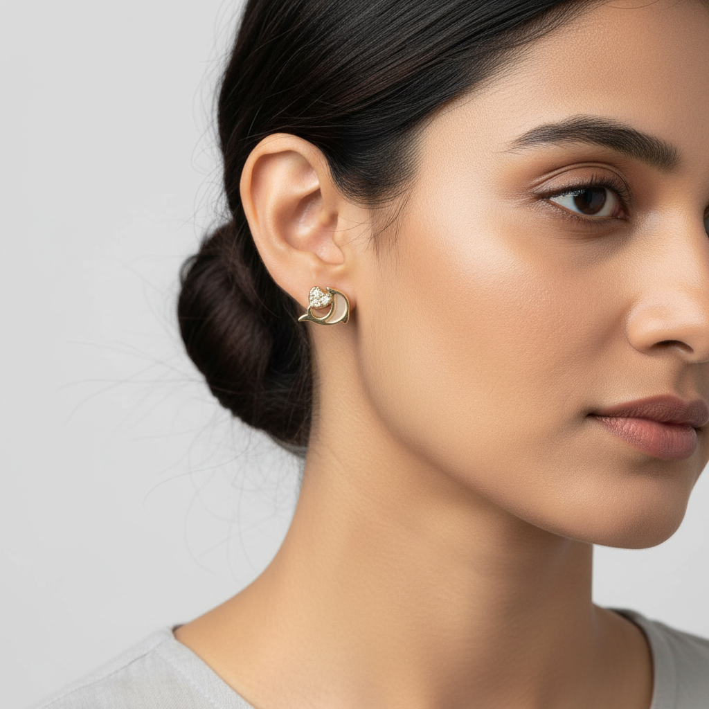 Dolphin with Heart Silver Earrings TISA Silver Elegance