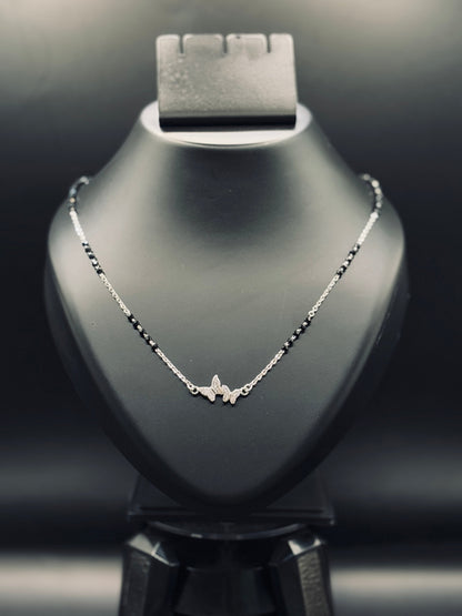 Dual Butterfly Shaped Cubic Zirconia Mangalsutra TISA Silver Elegance
