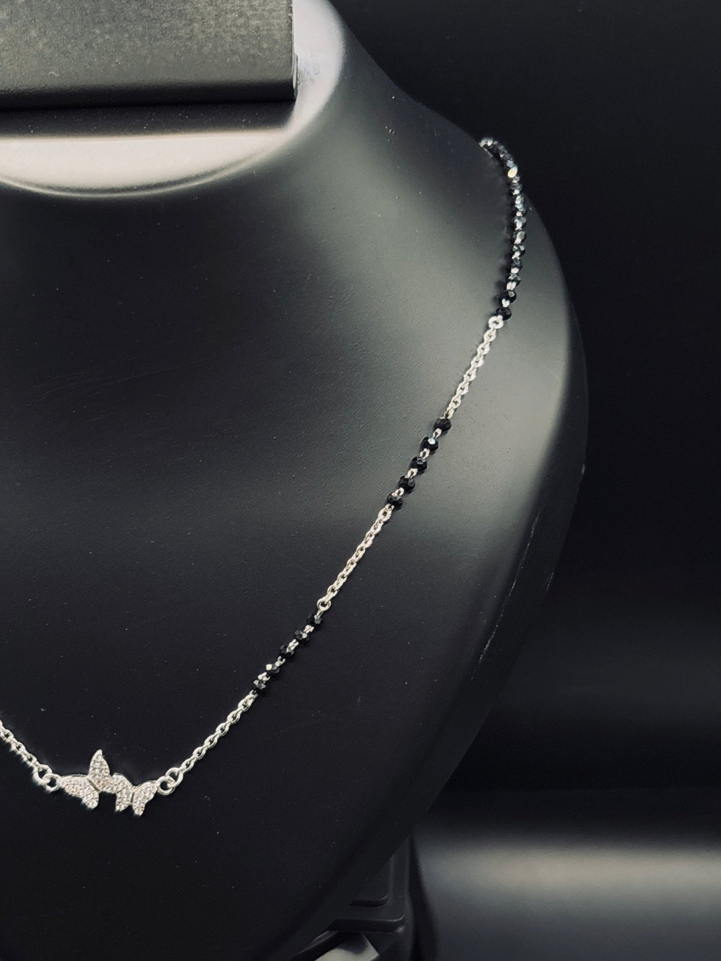 Dual Butterfly Shaped Cubic Zirconia Mangalsutra TISA Silver Elegance