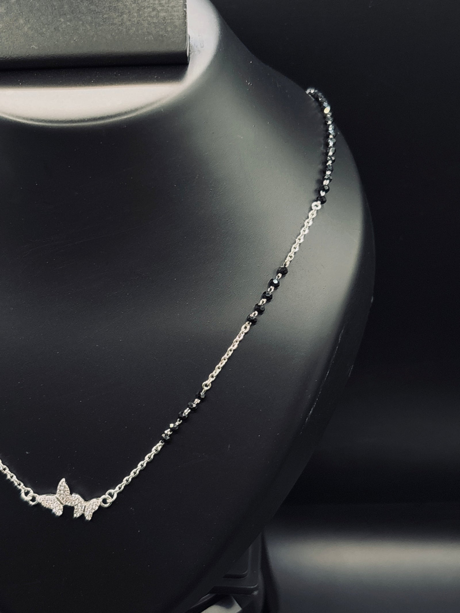 Dual Butterfly Shaped Cubic Zirconia Mangalsutra TISA Silver Elegance