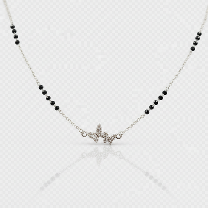 Dual Butterfly Shaped Cubic Zirconia Mangalsutra TISA Silver Elegance
