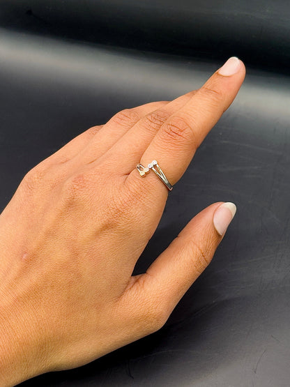 Dual Tone Solitaire Adjustable Ring TISA Silver Elegance