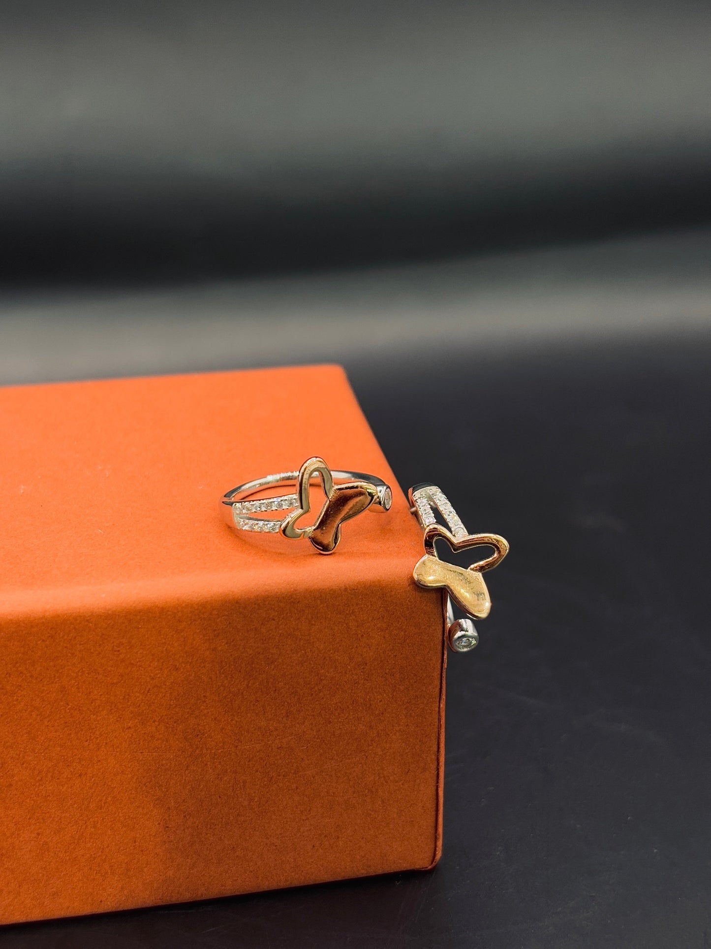 Dual Toned Butterfly Toe Ring in 925 Sterling Silver - Adjustable TISA Silver Elegance