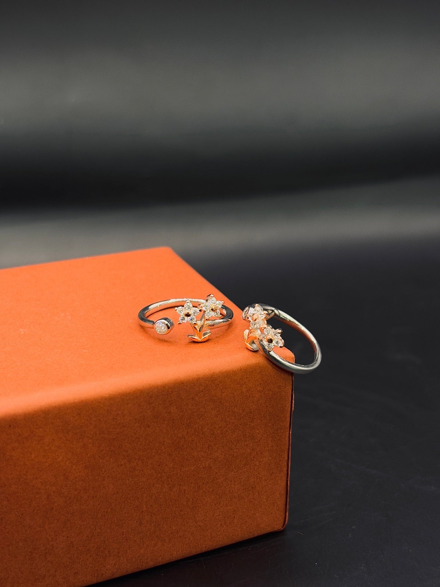 Dual Toned Floral Toe Ring in 925 Sterling Silver - Adjustable TISA Silver Elegance