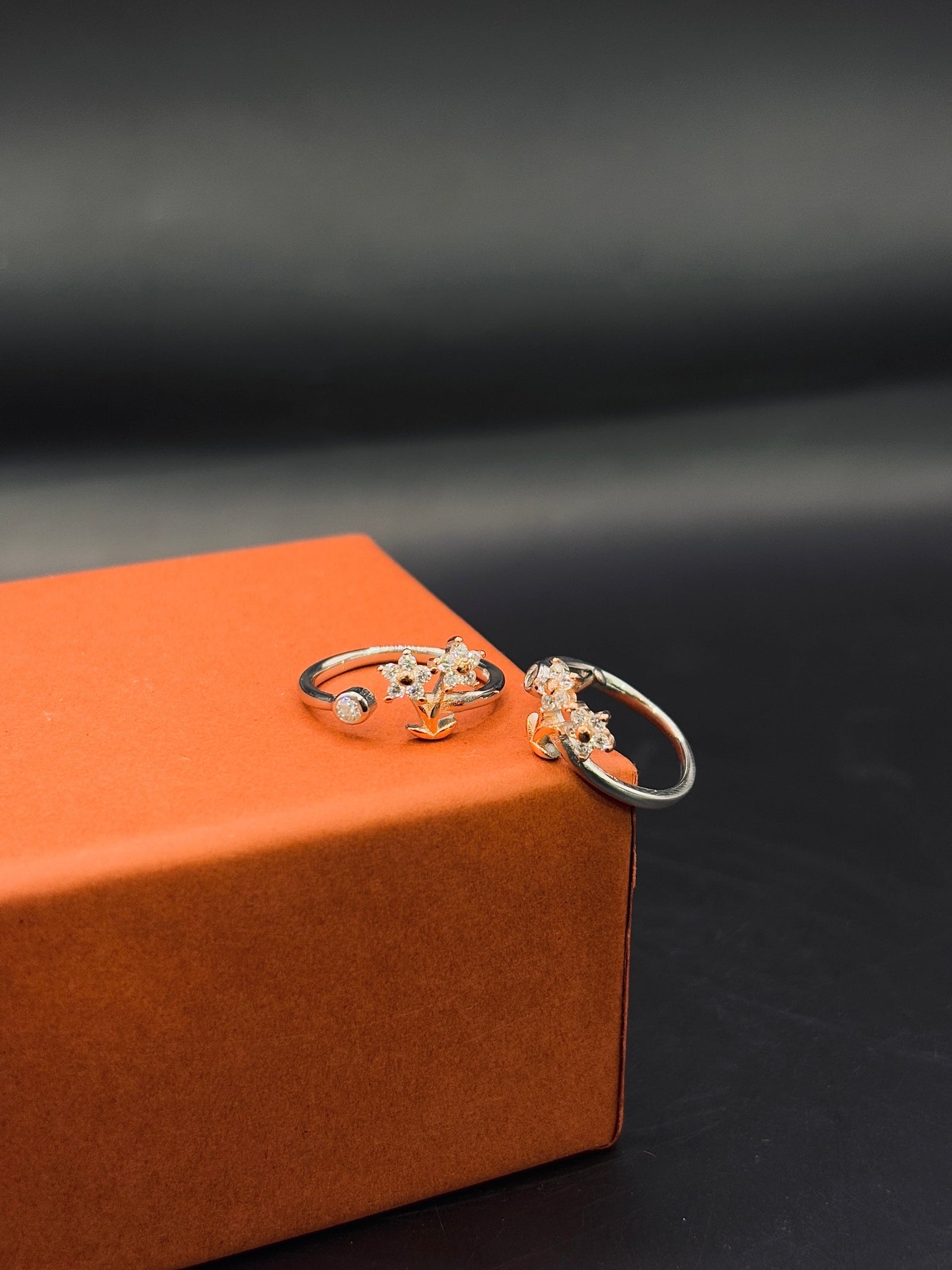 Dual Toned Floral Toe Ring in 925 Sterling Silver - Adjustable TISA Silver Elegance