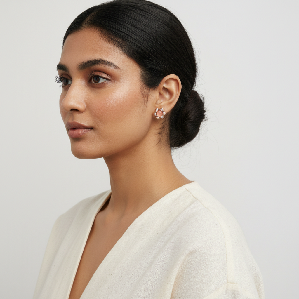 Elegant Pearl Flower Stud Earring in Silver TISA Silver Elegance