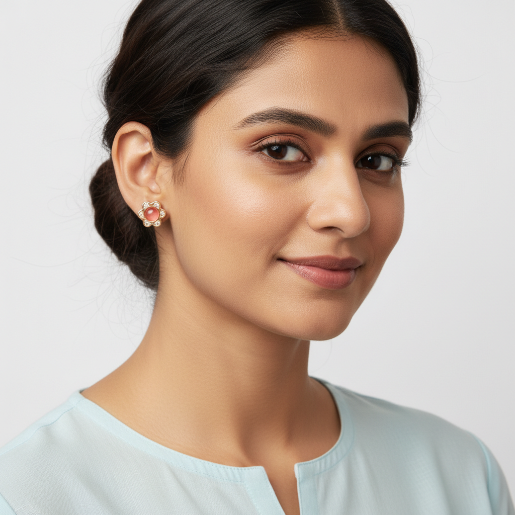 Elegant Pearl Flower Stud Earring in Silver TISA Silver Elegance