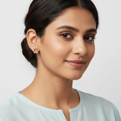 Elegant Pearl Flower Stud Earring in Silver TISA Silver Elegance